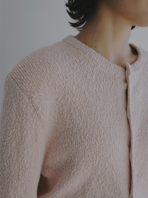 ファンシーヤーンクルーネックニットカーディガン