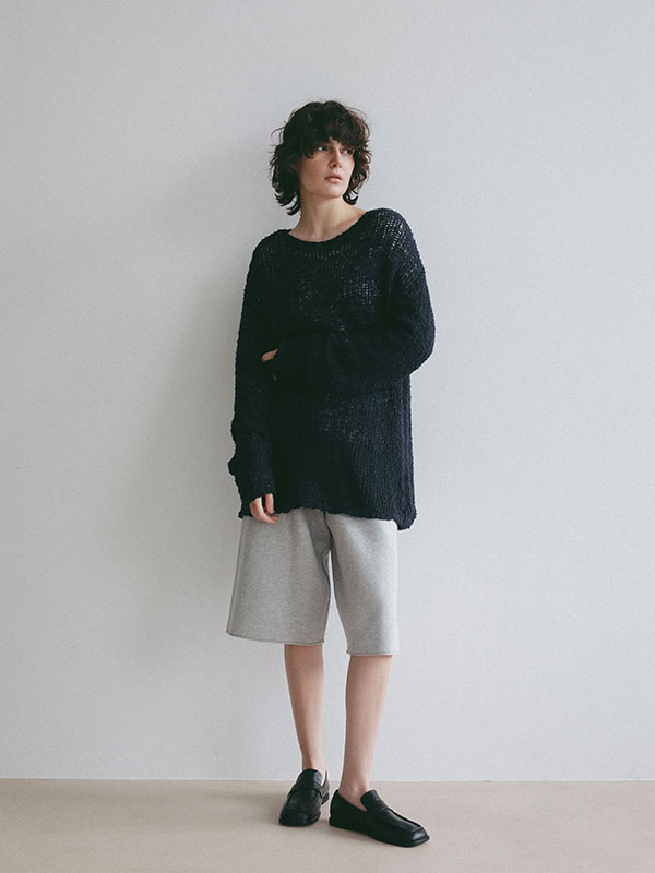 スラブヤーンローゲージニットプルオーバー