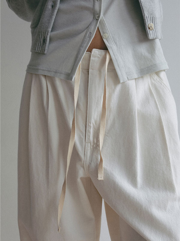 デニムタックワイドパンツ