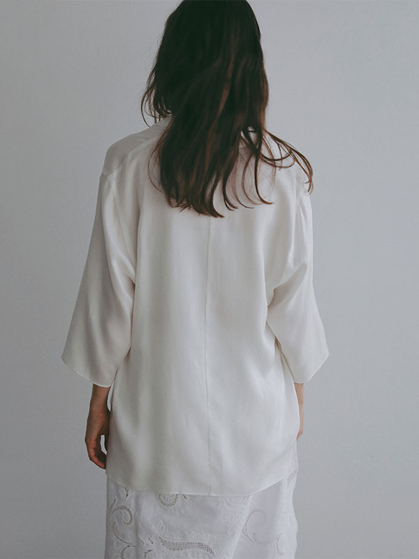 オープンネックキュプラシャツ