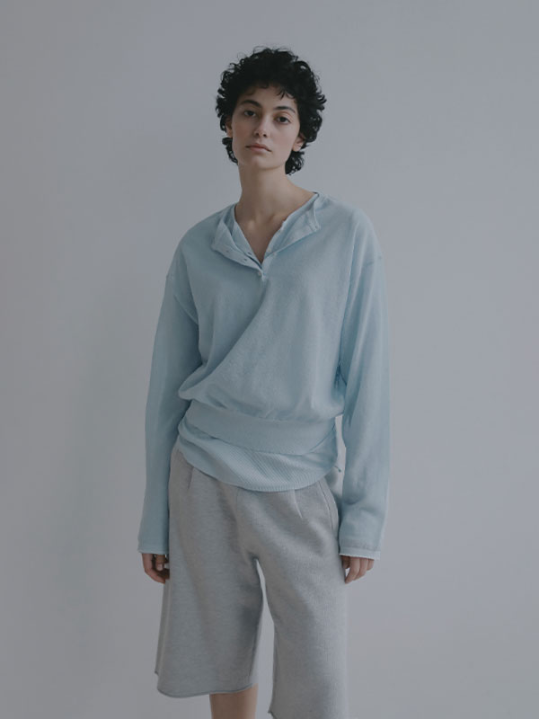 ヘンリーネックシアーニットプルオーバー