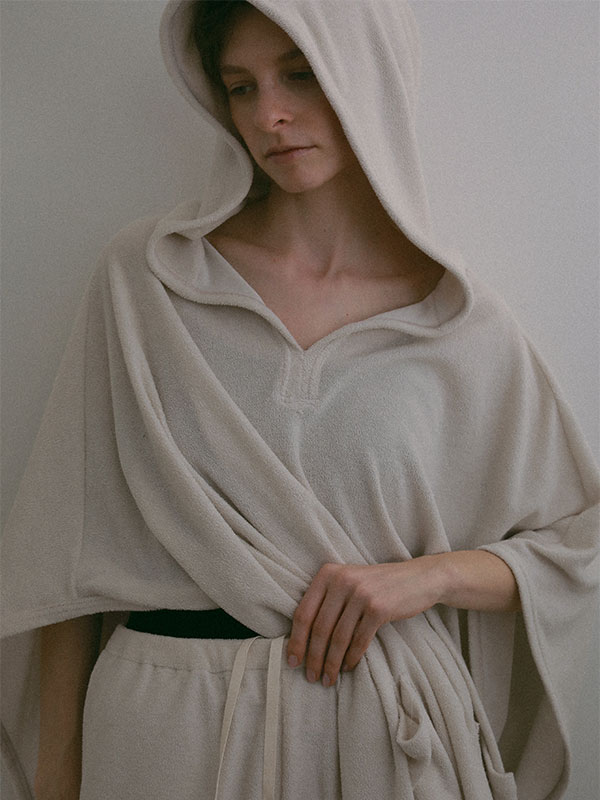 フェードパイルフードポンチョ