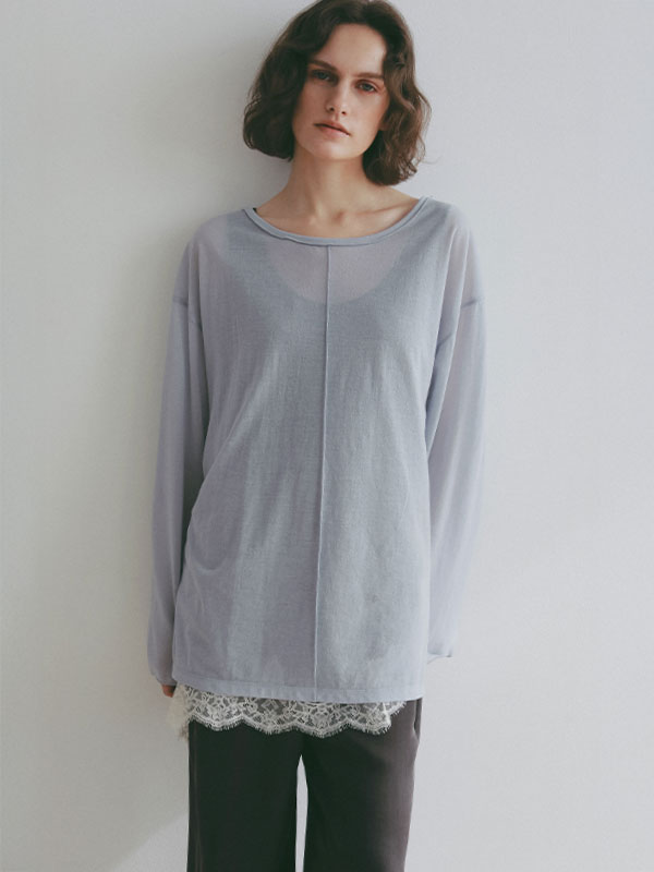 センターピンタックシアーロンTee