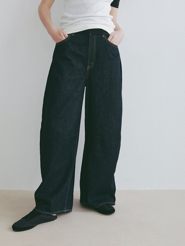 コットンリネンカーブデニムパンツ