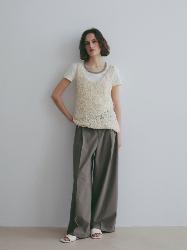 ハンドステッチタンドレザーフラットサンダル