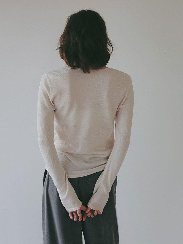 シアーワッフルヘンリーネックプルオーバー