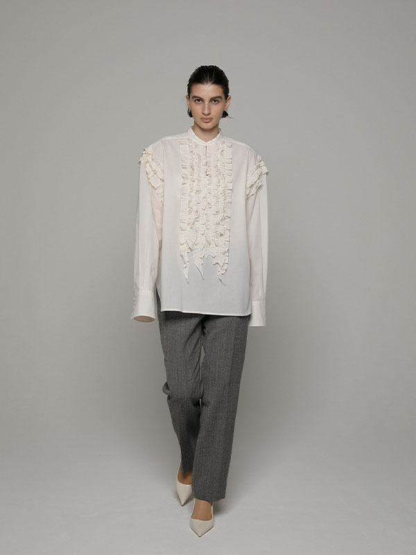 ETRE フリルトップス SANTEスタンドカラーフリルトップス(F WHITE): トップス │ ETRE