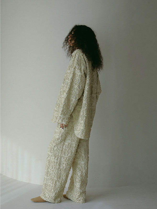 カットジャガードセミワイドパンツ(S OFF WHITE): ボトムス カットジャガードセミワイドパンツ(S OFF WHITE): ボトムス