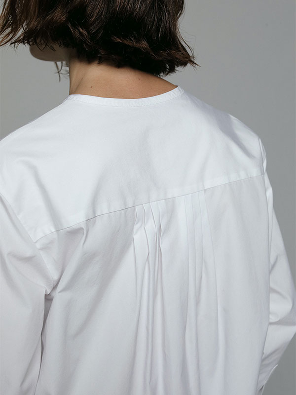 SANTEアクセサリーボタンノーカラーシャツ