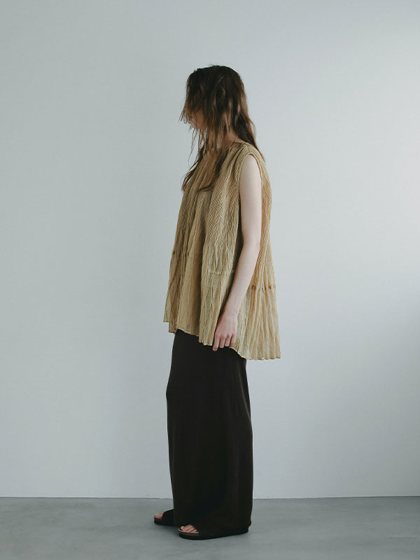 ランダムプリーツシアープルオーバー