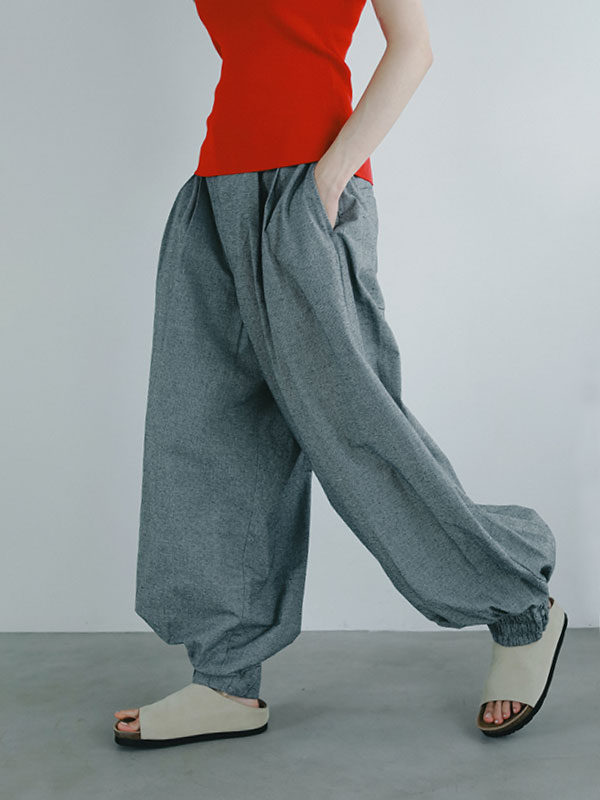 コットンシルクカーヴィーパンツ