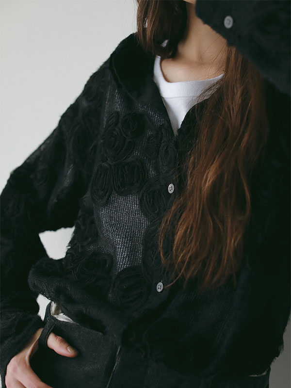 コードエンブロイダリーブラッシュドチュールシャツ