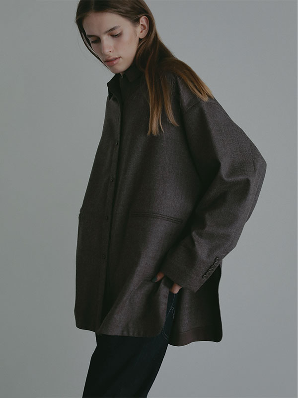 ハイカウントフラノオーバーサイズシャツ(F GREIGE): トップス