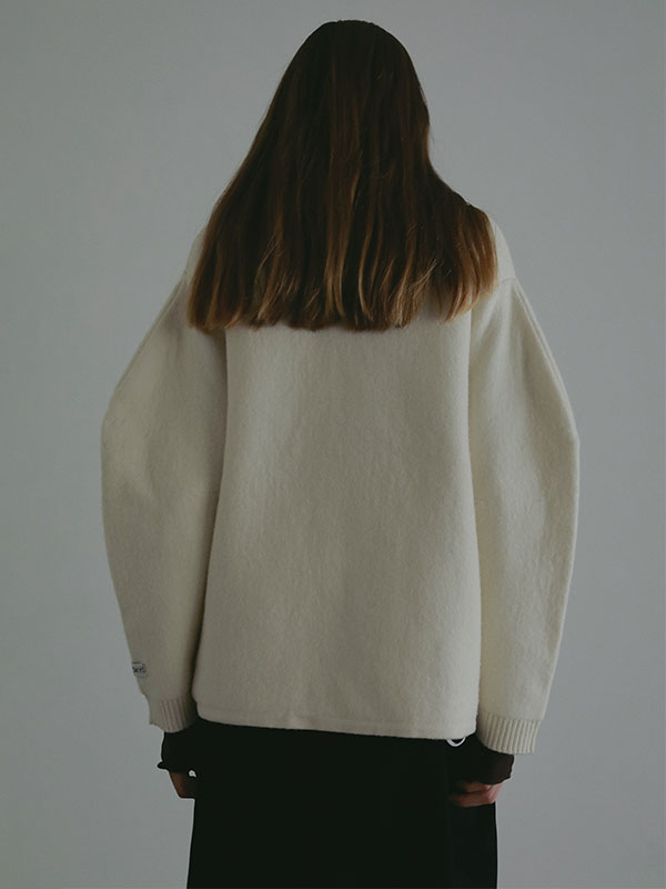 ダブルフェイスフロントファスナーニットプルオーバー