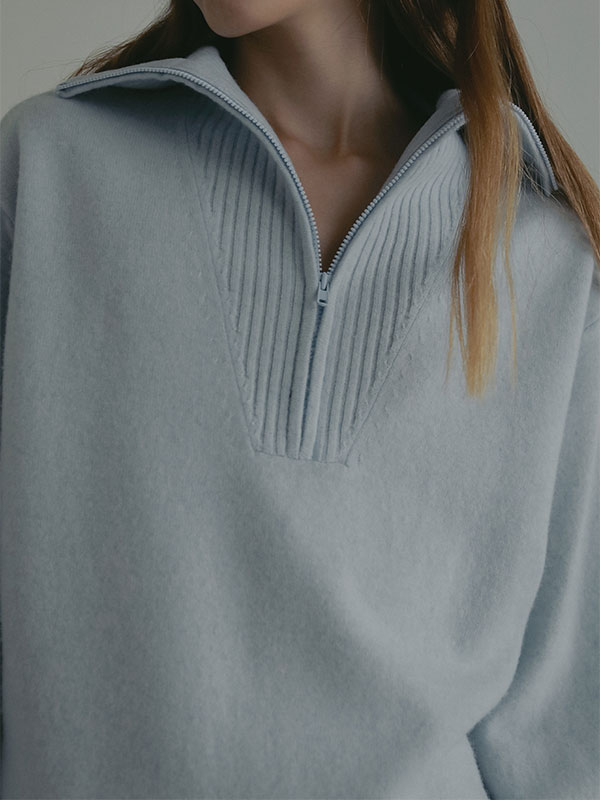 ハーフジップハイゲージニットプルオーバー