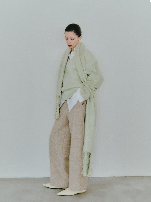 SANTEヘアリーシルクＶネックニットプルオーバー