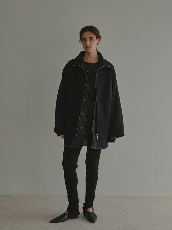 メルトンスタンドネックリバーブルゾン