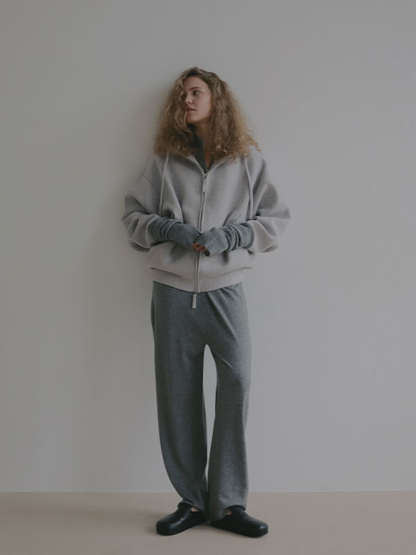 ダブルフェイスオーバーサイズニットパーカー