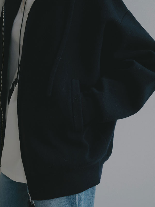 ダブルフェイスオーバーサイズニットパーカー