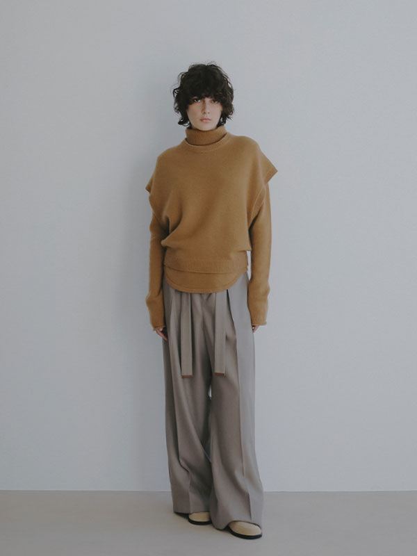 ウールカシミヤスリーブレスニットプルオーバー