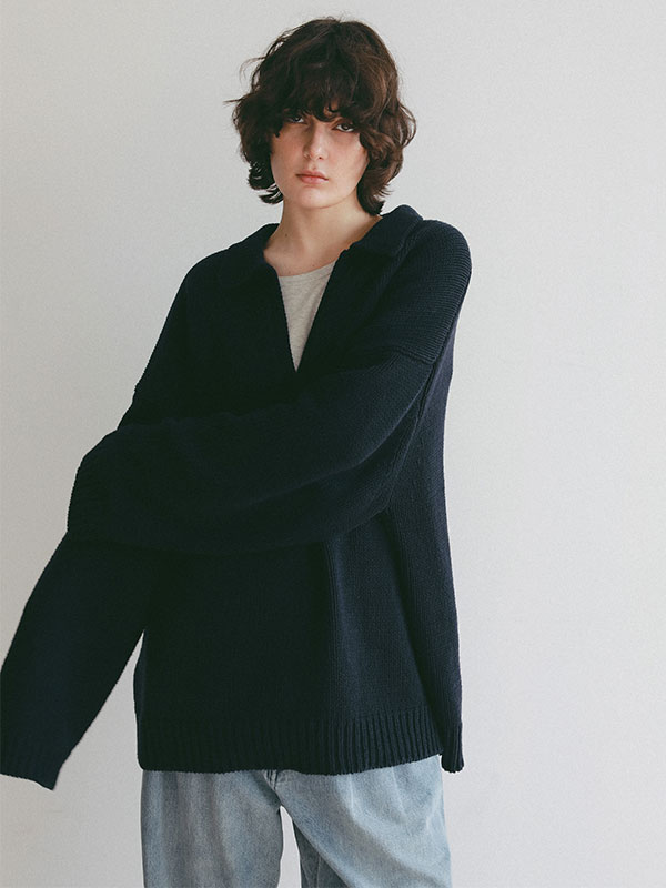 オーバーサイズスキッパーニットプルオーバー