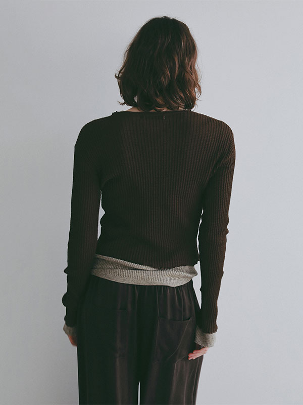 Vネックメローシアーカーディガン