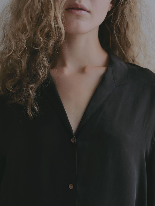 オープンネックキュプラシャツ