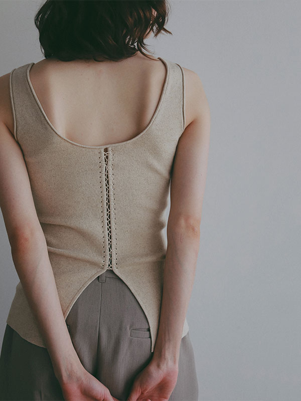 レースアップ2wayニットタンク