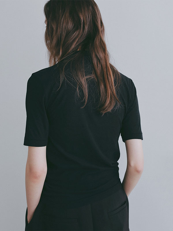 ハーフスリーブハイネックシアープルオーバー