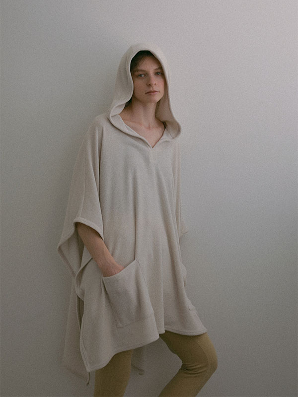 フェードパイルフードポンチョ