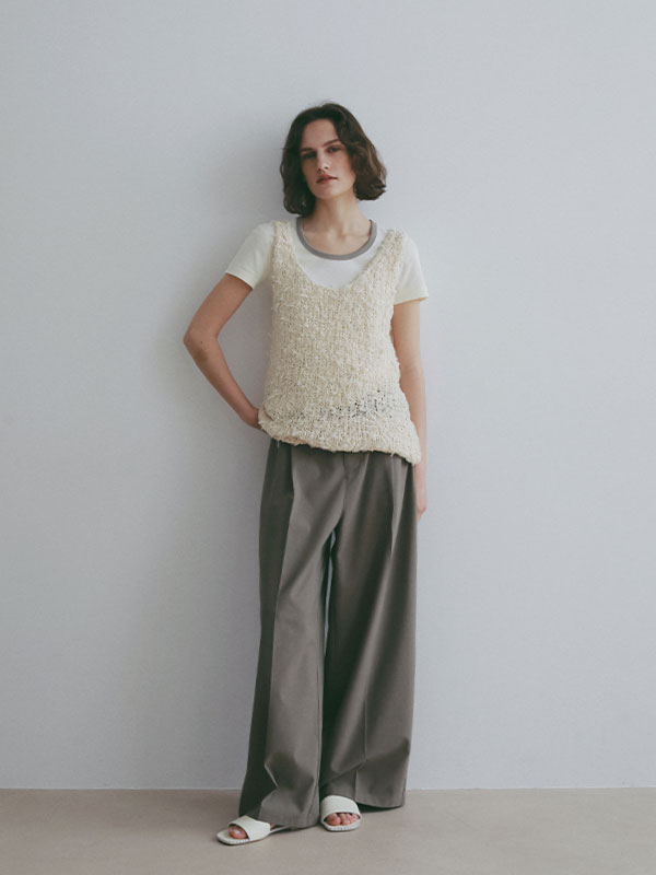 three dotsオーガニックコットンリンガーTee