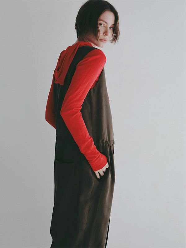 クルーネックキュプラタンクオールインワン