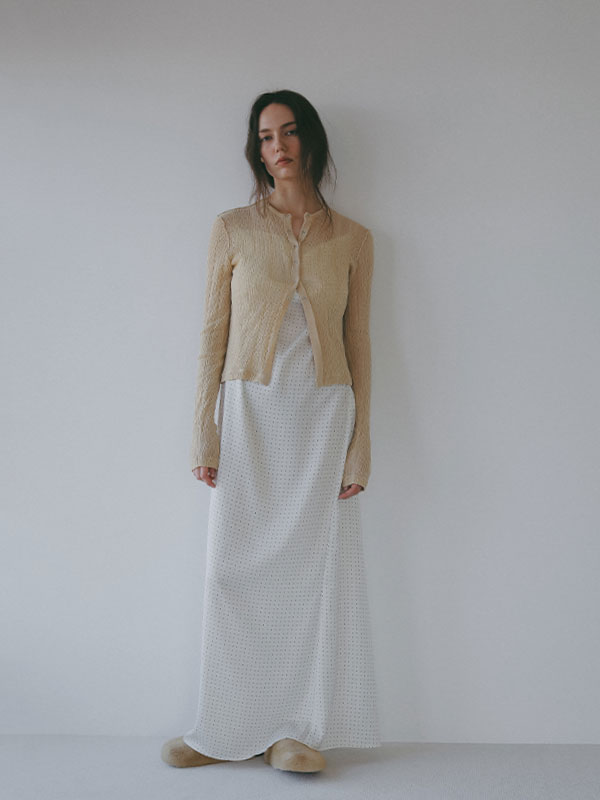 パターンスティッチシアーニットカーディガン