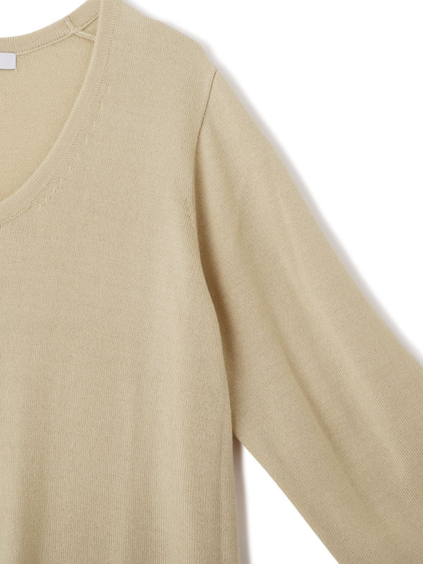 ウールラウンドネックIラインニットワンピース