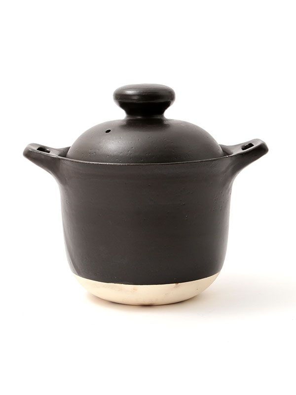 耐熱白土黒釉3合土鍋