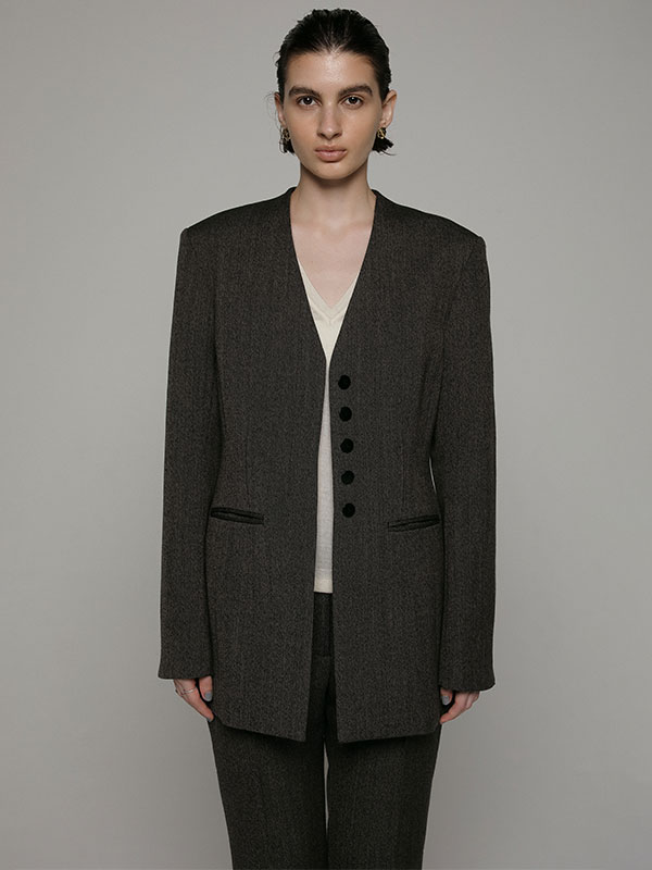 SANTEウエストシェイプノーカラージャケット