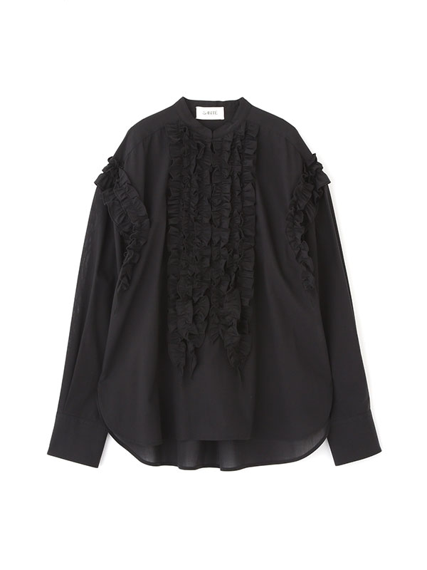 SANTEスタンドカラーフリルトップス