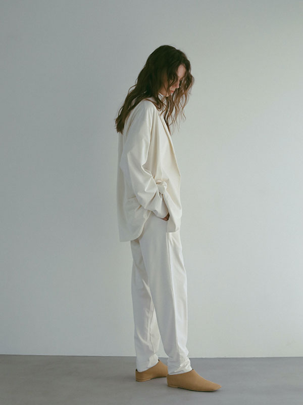 three dots パウダリーコットンジャケット(M OFF WHITE
