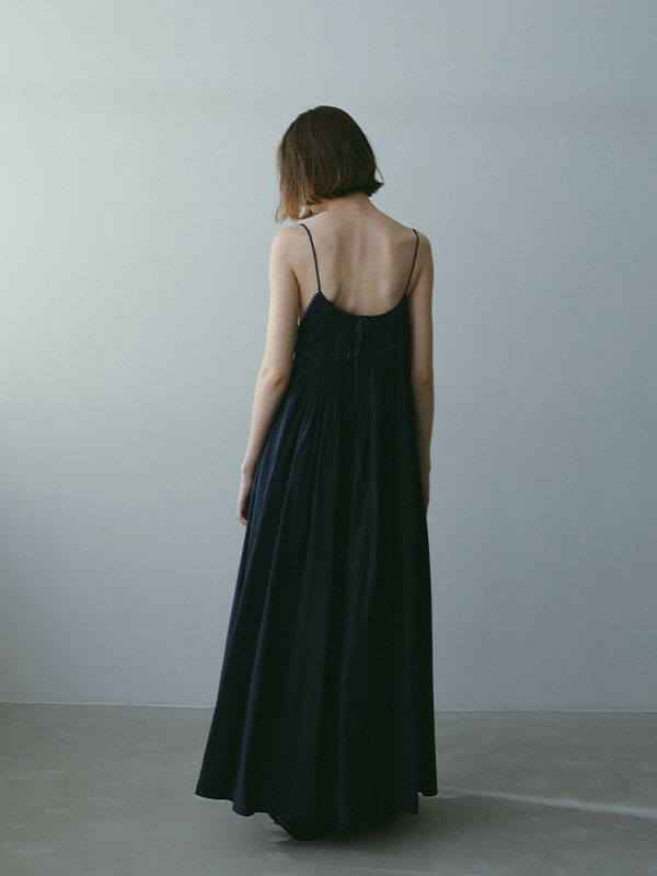 Deuxieme Classe silk dress キャミワンピース ブラック Vネック マキシ丈 ストラップ シルクキャミワンピース