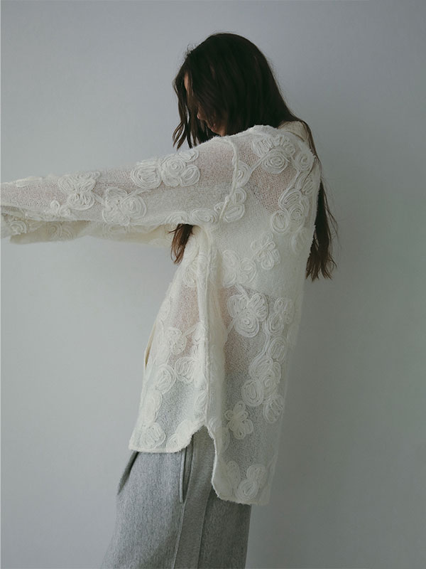 コードエンブロイダリーブラッシュドチュールシャツ