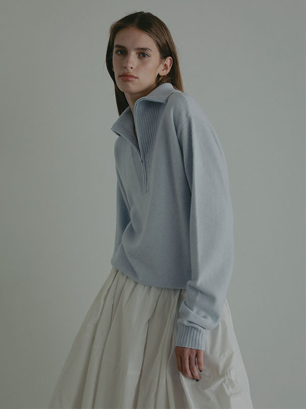 ハーフジップハイゲージニットプルオーバー