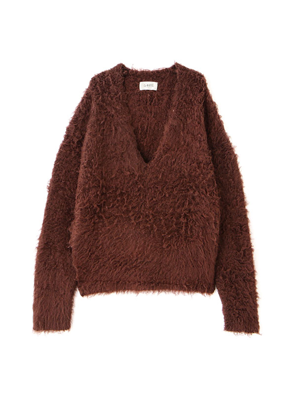 SANTEヘアリーシルクＶネックニットプルオーバー