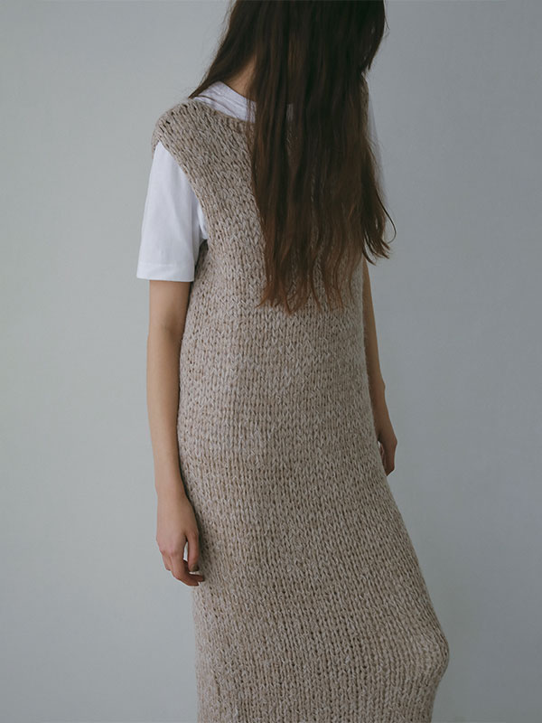 スリーブレスローゲージニットワンピース