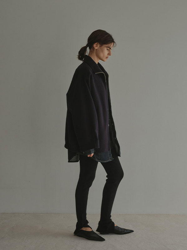 メルトンスタンドネックリバーブルゾン