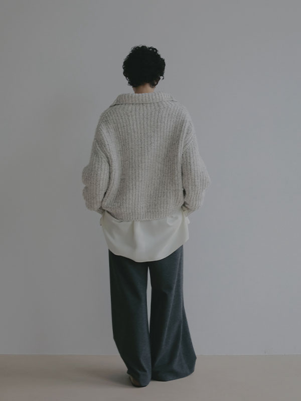 ブークレモールヤーンハイネックニットプルオーバー