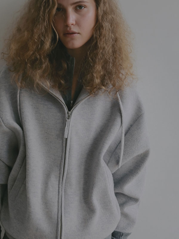 ダブルフェイスオーバーサイズニットパーカー(F LIGHT GREY): トップス