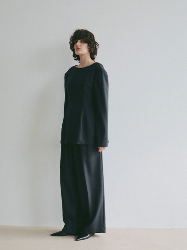 ダブルフェイスデザインウエストワイドパンツ