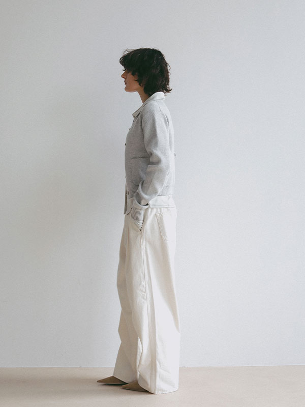 デニムタックワイドパンツ