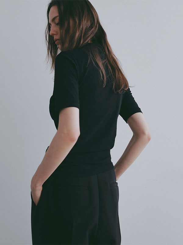 ハーフスリーブハイネックシアープルオーバー