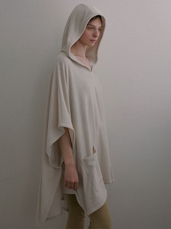 フェードパイルフードポンチョ